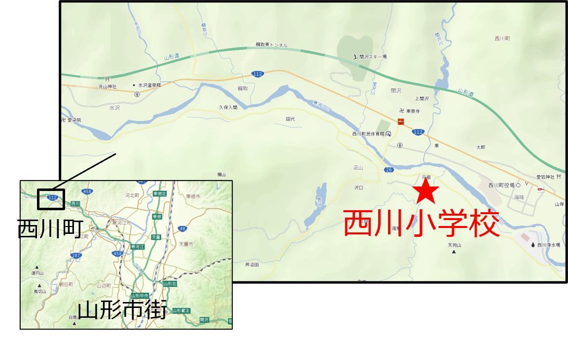 西川町MAP（西川小学校）